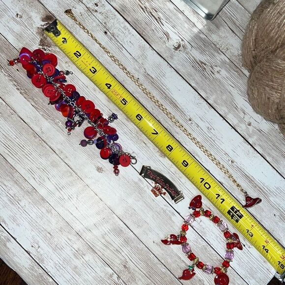RED HAT SOCIETY Jewelry Bundle Necklace, 2 Bracelets, Pin/Brooch EUC Purple - Picture 12 of 13